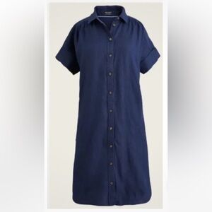 J. Crew Navy Linen Shirt Dress